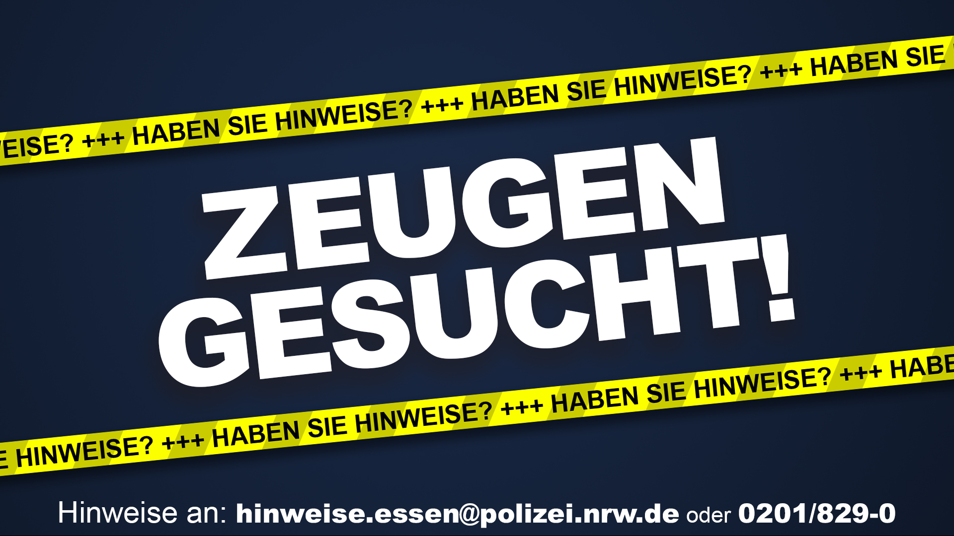 Das Bild zeigt eine Schriftzug mit "Zeugen gesucht!"