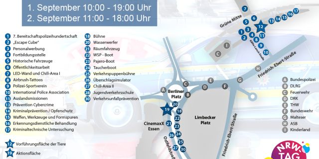 NRW-Tag 2018 Polizei NRW in der Blaulichtmeile - Lageplan