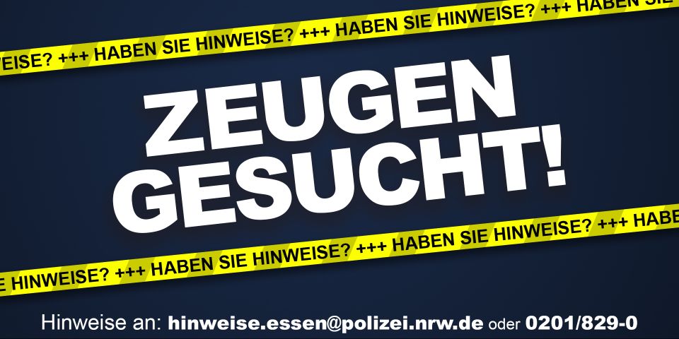 Das Bild zeigt eine Schriftzug mit "Zeugen gesucht!"